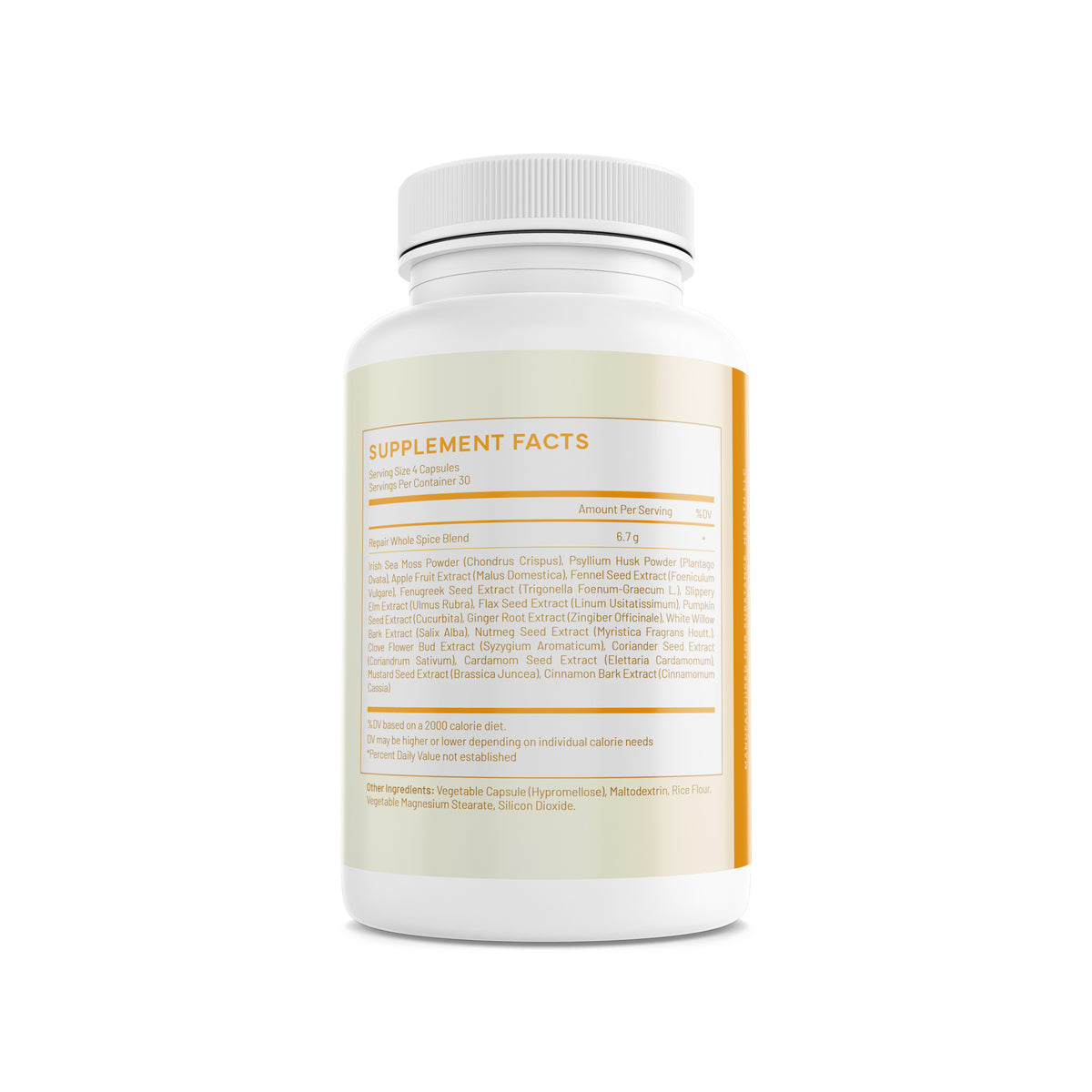 Digestion - Fiber & Spices supplement facts label