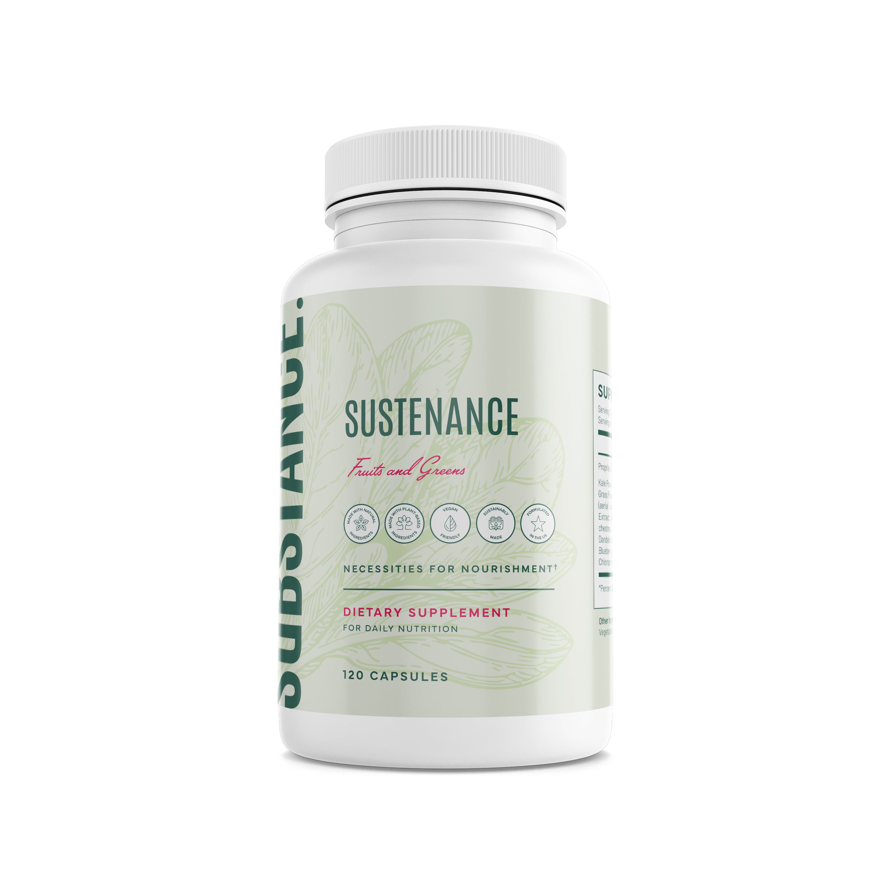 SUBSTANCE Nature's Sustenance Daily Fruits & Greens – 120 Capsules, Exp 11/2025